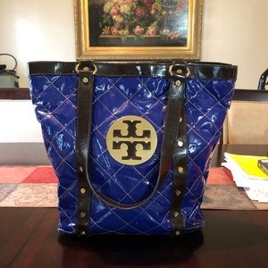 Tory Burch Blue Patent Handbag Beautiful “ Betty “